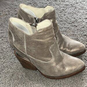 ASH LULA Pewter Metallic Funky Heel Side Zip Western B